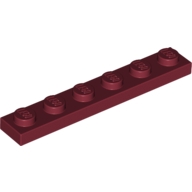 Lego destička 1x6, tmavě červená (4164108, 4539062)